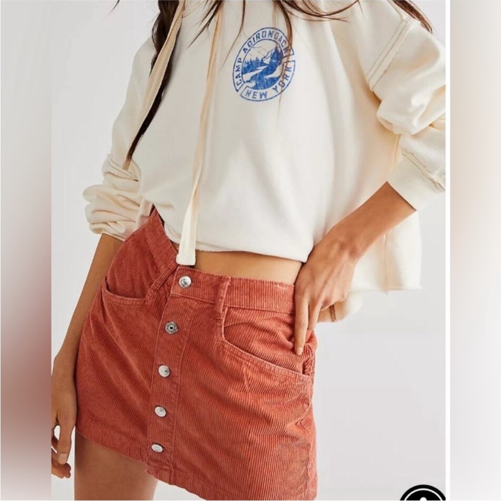 Free People Ray Corduroy Skirt in Terracotta